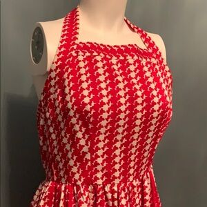 Vintage Albert Capraro Cherry Red & White Halter Dress 4